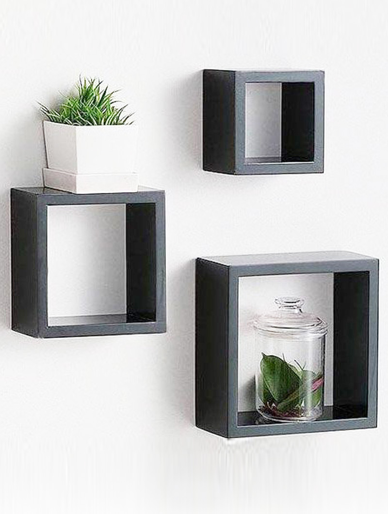 Kệ gỗ trang trí bộ 3 ô vuông